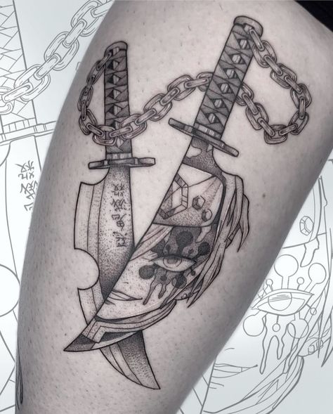 Lord Tengen Tattoo, Lord Tengen Uzui Tattoo, Demon Slayer Tengen Uzui Tattoo, Demon Slayer Tengen Tattoo, Tengen Uzui Swords Tattoo, Tengen Uzui Blades, Demon Slayer Tattoo Tengen, Dead Note Tattoo, Tengen Swords Tattoo