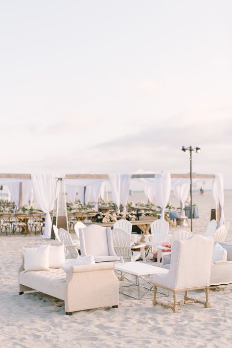 Gorgeous beige and white decor for beach wedding in San Diego Hotel Del Coronado Wedding, Enaura Bridal, San Diego Beach Wedding, Coronado Beach, Beachside Wedding, Cocktail Hour Wedding, Hotel Del Coronado, Cabo Weddings, California Wedding Venues