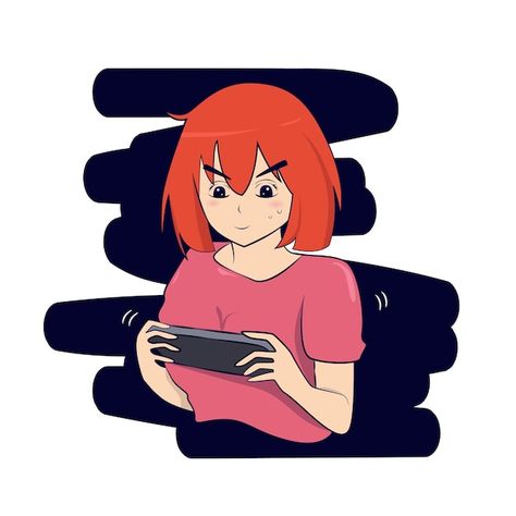 Playing Video Games Illustration, Playing Video Games Drawing, Playing Games Drawing, Playing Online Games, Happy Character, Mobile Cartoon, Badass Drawings, Girl Drawing Easy, Retro Room