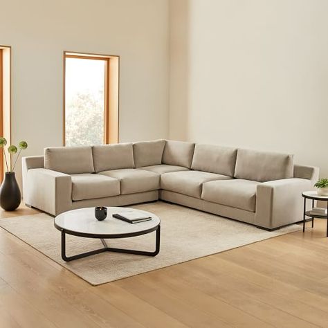 L-Shaped Sectional Sectionals | West Elm Modern L Shaped Sofa Designs, L Shape Sofa Living Room Modern, L Shaped Sofa Designs For Small Space, L Shape Modern Sofa, Lounge Dinning Room, Furniture Social Media, Sofa For Home, Bedroom Makeover Diy, L Shaped Sofa Designs