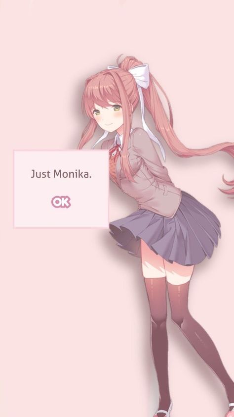 Ddlc Wallpaper, Just Monika, Monika Ddlc, Yandere Simulator Characters, Human Personality, Oki Doki, Doki Doki, Cute Wallpaper For Phone, Literature Club