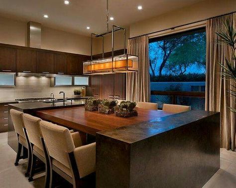 Kitchen island / dinner table Kitchen Island And Table Combo Modern, Kitchen Island Dining Table Combo, Kitchen Island Table Combination, Kitchen Island Table Combo, Kitchen Table Island, Ikea Dining Table, Table Island, Trendy Kitchen Tile, Kitchen Island Dining Table