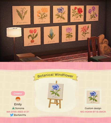 Animal Crossing Simple Panel Design, Acnh Springcore, Acnh Signs, Animal Crossing Funny, Crossing Sign, Acnh Codes, Floral Poster, Qr Codes, Firefly