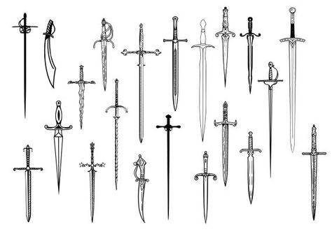 Matching Tattoos Couples Swords, Swords Stomach Tattoo, Small Swords Tattoos, Knife Fine Line Tattoo, Tattoo Ideas Swords Women, 3swords Tattoo, Medieval Swords Tattoo, Knife Tattoo Sternum, Swords Back Tattoo