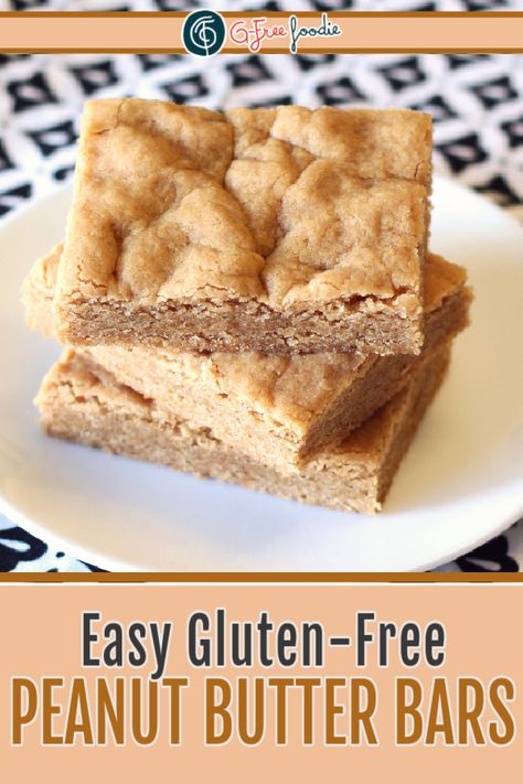 These Peanut Butter Cookie Bars are full of flavor - perfect for dessert, or snack time, or anytime. Plus, they're gluten-free and vegan too, so you can share. Or not. Your choice. #glutenfreecookies #peanutbuttercookies #gfreefoodie Gluten Free Peanut Butter Bars, Best Peanut Butter Cookie Recipe, Butter Cookie Bars, Chocolate Cookie Bars, Peanut Butter Cookie Bars, Gluten Free Peanut Butter Cookies, Butter Cookie Recipe, Dreamy Desserts, Best Peanut Butter Cookies