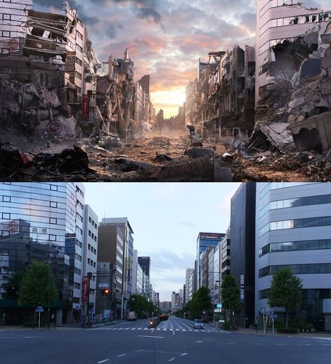 Paint Anime, Apocalypse Landscape, Post Apocalyptic City, Apocalypse World, Apocalypse Aesthetic, Post Apocalyptic Art, Apocalypse Art, Eve Online, Matte Paint