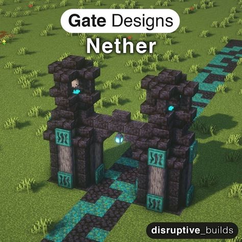 Conduit Minecraft Design, Minecraft Nether Path Design, Warden House Minecraft, Minecraft Basalt Builds, Nether Themed Builds, Minecraft Nether Bridge Ideas, Nether Hallway Minecraft, Minecraft Warden House, Minecraft Nether Statue