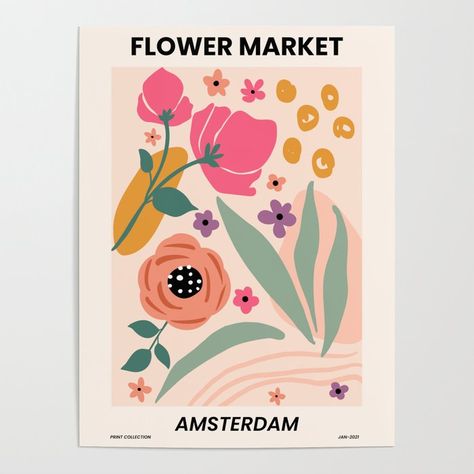 Flower Market Print, Market Poster, Flower Market Poster, Flower Poster, Print Flower, Abstract Flower, Flower Border, Abstract Poster, Art Collage Wall