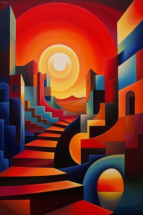 #midjourney #surrealism #geometry #art #design Cubism Landscape Painting, Abstract Cubism Art, Geometric Shapes Art Drawings, Abstract Geometric Art Paintings, Cubism Landscape, Cubism Art Modern, Geometry Art Design, Jason Anderson, Save Water Poster Drawing