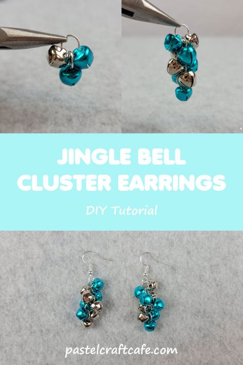 https://pastelcraftcafe.com/jingle-bell-cluster-earrings-tutorial/ Jingle Bell Earrings Diy, Christmas Jewelry Diy Earrings, Jingle Bell Earrings, Christmas Diy Jewelry, Diy Christmas Earrings Ideas, Handmade Christmas Earrings, Christmas Accessories Jewelry, Christmas Beaded Jewelry, Cluster Earrings Tutorial