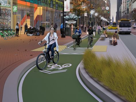 Bicycle Infrastructure, Bicycle Lane, Urban Design Graphics, Cycling City, Concept Models Architecture, Outdoor Space Design, Airport Design, Park Playground, Bike Lane