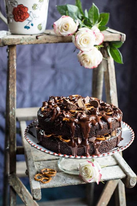 Pretzel Cake, Half Baked Harvest Recipes, Peanut Butter Ice Cream, Peanut Butter Pretzel, Chocolate Peanut Butter Cups, Half Baked, Peanut Butter Cup, Half Baked Harvest, Chocolate Peanuts