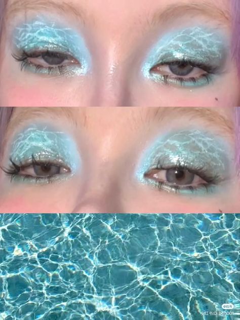 #makeup #eyemakeup #ocean Ocean Theme Makeup, Ocean Themed Makeup, Ocean Makeup, Grwm Aesthetic, Design Folder, Makeup Asian, Doll Design, Douyin Makeup, Unique Makeup