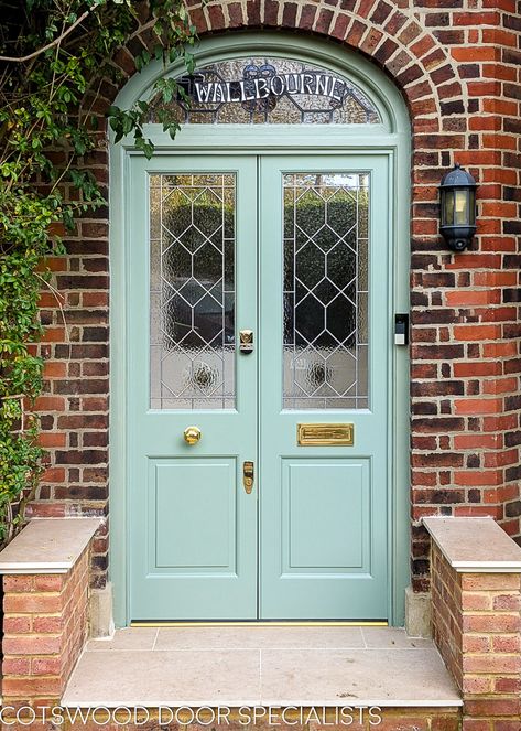 Porch Doors Uk, Victorian Doors, Victorian Front Doors, Victorian Porch, Victorian Door, Stained Glass Door, Porch Doors, Double Door Design, Double Front Doors