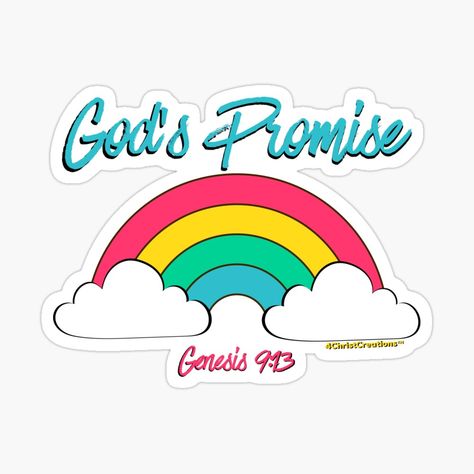 Biblical Stickers, Genesis 9 13, Rainbow With Clouds, Sticker Making, God Sticker, Rainbow Graphic, God's Promise, Inspirational Stickers, Love Rainbow