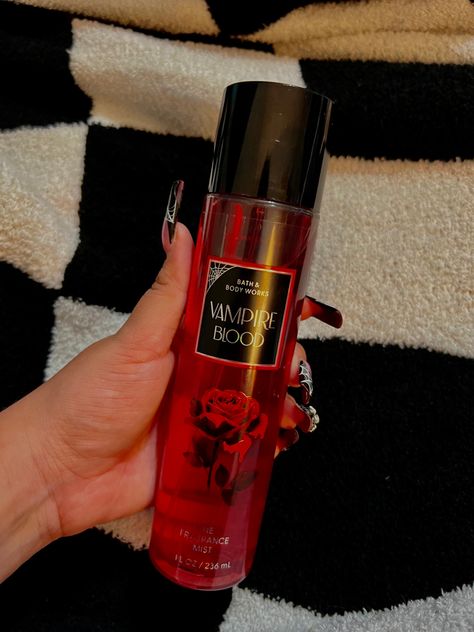 vampire blood fine mist with red rose on front Vampire Blood Perfume, Bath And Body Works Vampire Blood, Vampire Perfume, Red Bath And Body Works, Dior Poison Perfume, Bath And Body Works Halloween, Vampire Beauty, Blood Candles, Vampire Blood