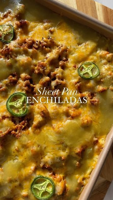 Sheet Pan Enchilada Bake, Sheet Pan Enchiladas, Leftover Ground Turkey, Pan Enchiladas, Ground Turkey Taco Meat, Stacked Enchiladas, Mild Taco Seasoning, Green Chile Enchilada Sauce, Green Chile Enchiladas