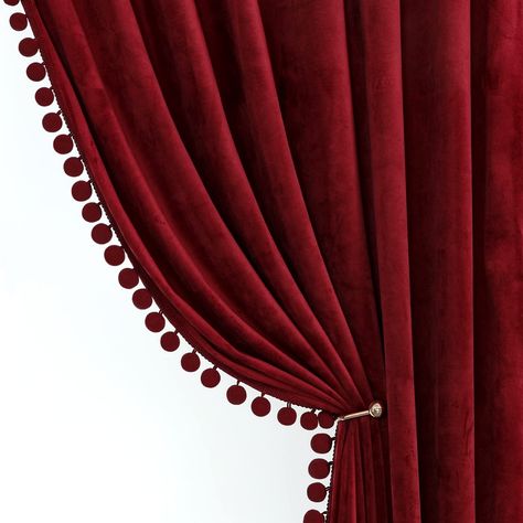 PRICES MAY VARY. Set Of 2: Sold as pair. Each panel measures 52"W x 90"L. Dual rod pocket top designed curtains can be hung on rods for a more gathered look, or be used with clips and rings. Luxury Velvet Fabric: The plush velvet curtains are silky-smooth, soft and pleasant to touch. The glamorous tones can be easily integrated into any style of environment, making your room look more sophisticated and elegant. Light Dimming: By using these textured curtains, can block 65-85% of the light, but a Red Velvet Curtains Bedroom, Burgundy Curtains Living Room, Christmas Curtains Living Room Ideas, Moody Bedroom Curtains, Burgundy Velvet Curtains, Curtains For Bedroom Window, Textured Curtains, Red Velvet Curtains, Burgundy Curtains