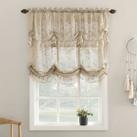 You'll love the stylish look of this floral lace window shade from No. 918. You'll love the stylish look of this floral lace window shade from No. 918. 1 panel included Balloon shade 0.75" max rod diameter Rod pocketSIZING 58" x 64"CONSTRUCTION & CARE Lace Machine wash Imported Size: 58X64. Color: Brown. Gender: unisex. Age Group: adult. Pattern: Solid. Tie Up Shades, Balloon Shades, Lace Window, Pocket Window, Curtain Shop, Farm House Colors, Lace Curtains, Window Valance, Curtains Window Treatments