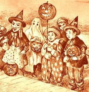 vintage Halloween children trick or treating Vintage Halloween Prints, Vintage Halloween Art, Vintage Halloween Images, Halloween Eve, Halloween Artwork, Falling Stars, Halloween Illustration, Halloween Painting, Halloween Boys