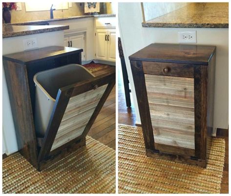 Trash can holder made out of pallets Trash Cabinet, Dekor Diy, Pallet Creations, Pallet Decor, Pallet Crafts, Garbage Bin, Wood Pallet Projects, Pallet Ideas, Diy Pallet Projects