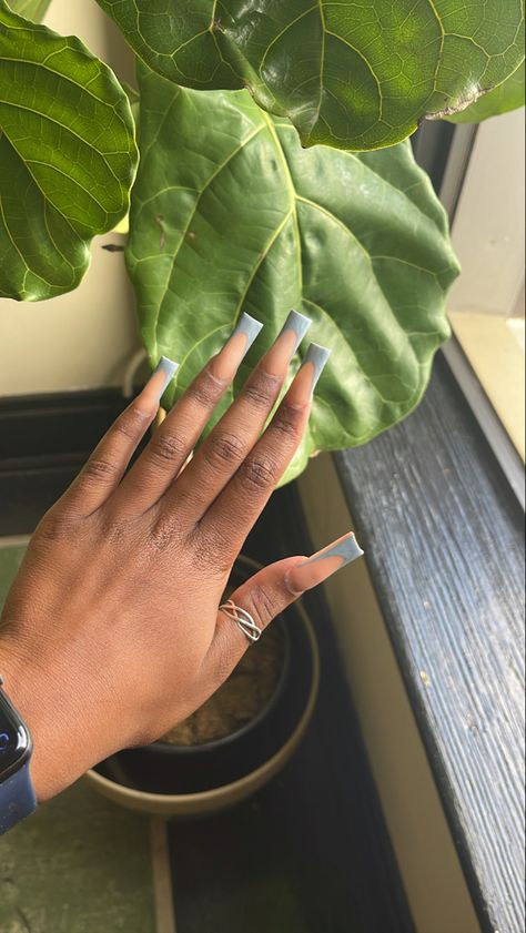 Grey French Tip Acrylic Nails, French Tip Acrylic Nails Long, Grey French Nails, Grey French Tip Nails, Tip Acrylics, Acrylic Nails Long, Nails Long Square, Acrylics Nails, French Tip Acrylics