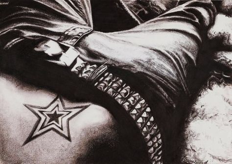 Of all Bill's tattoos, the star on his hip is definitely the hottest, followed by the Tokio Hotel logo on the back of his neck. Art by Crayon2papier. http://www.deviantart.com/art/Bill-Kaulitz-27-85368326 Bill Kaulitz Tattoo, Tattoo Bills, Tattoo Star, Army Tattoos, Tokyo Hotel, Georg Listing, Star Tattoo, Hotel Logo, Tokyo Hotels