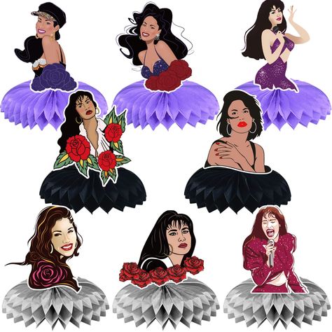 PRICES MAY VARY. PACKAGE CONTENTS: You will receive 8 pcs Selena party supplies honeycomb decorations with different patterns, and the size of each centerpiece is about 6 inches. Singers Selena fans party favors bright colors, eye-catching, and the right size makes these honeycomb centerpieces stand out without taking up too much space, and they will be favored and appreciated by everyone. HIGH QUALITY: The party table decorations are made of high-quality cards and honeycomb orbs. Adopt high-tec Selena Quinceanera Theme, Selena Themed Party, Side Table Decorations, Selena Party, Selena Boutique, Selena Quintanilla Birthday, Singer Fashion, Honeycomb Decorations, Tejano Music