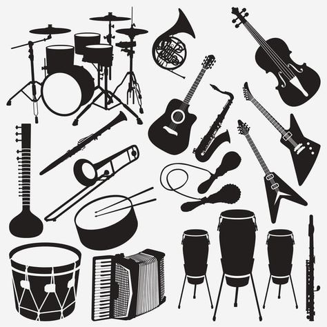 Music Instruments Illustration, Drawing Ideas Music, Mandolin Music, Book Silhouette, Music Festival Logos, Music Clipart, Guitar Illustration, Guitar Vector, Dance Silhouette