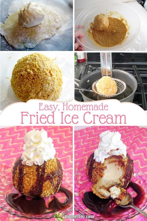 homemade deep fried ice cream step by step Deep Fried Ice Cream, Fried Ice Cream Recipe, Easy Treats To Make, Scratch Recipes, Fried Ice Cream, Healthy Food Facts, Cream Cakes, Ice Cream Treats, Food Vids