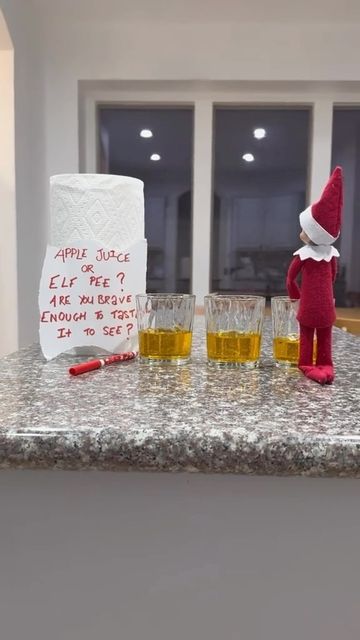 Easy Elf On The Shelf, Easy Elf, Elf On The Shelf Ideas, Apple Juice, Shelf Ideas, On The Shelf, Christmas Magic, Elf On The Shelf, Advent