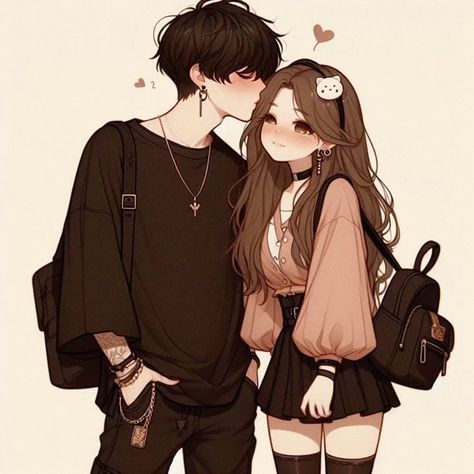 Cute Love Couple Pic Anime, Couple Drawing Watercolor, Cute Anime Couple, Kawaii Couple, Romantic Anime Couples, Cute Couple Drawings, Cute Couple Wallpaper, Cute Couple Cartoon, Cute Cartoon Drawings