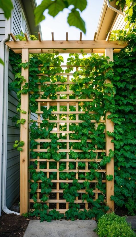 23 Privacy Landscaping Ideas Between Houses Privacy Landscaping Ideas, Espalier Fruit Trees, Utah House, Protect Your Peace, Privacy Landscaping, Lattice Fence, Boxwood Topiary, Outdoor Curtains, How To Grow Taller