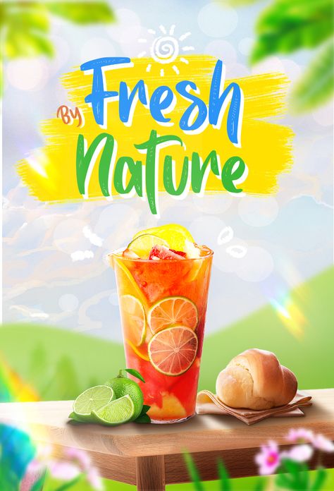 Summer Drink Ads Creative Advertising, Summer Advertising Design, Food Ads Design, Catering Drinks, Fruit Poster, Drink Poster, Media Poster, Fresh Drinks, Fruit Wallpaper