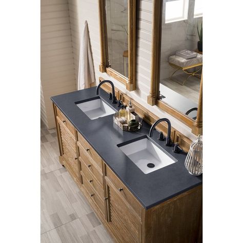 James Martin Furniture Savannah 72" Double Bathroom Vanity Set Double Vanity Cabinet, Silestone Countertops, Quartz Vanity Tops, James Martin Vanity, Wood Backsplash, Double Sink Bathroom, Double Sink Vanity, James Martin, Double Bathroom