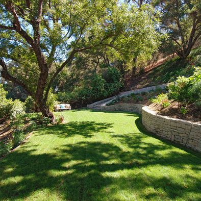 Landscape idea for a steep backyard—perfect! French Country Landscaping, Terraced Landscaping, Landscaping A Slope, Landscaping On A Hill, Sloped Yard, Sloped Backyard, Landscaping Retaining Walls, Hillside Landscaping, Sloped Garden