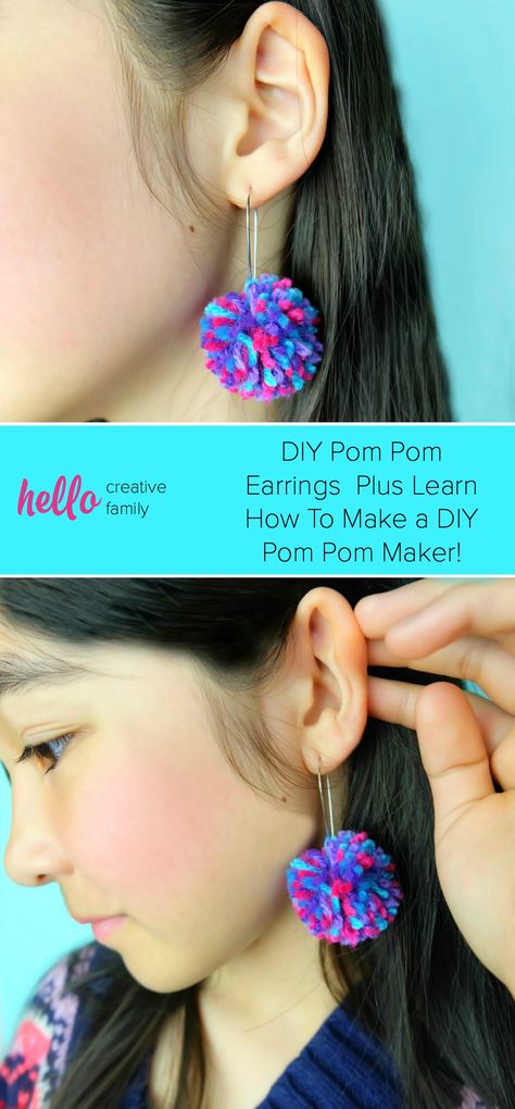 Diy Pompom Earrings, How To Make Pom Pom Earrings, Diy Pom Pom Earrings, Asn Activities, Easy Earrings To Make, Diy Pom Pom Maker, Easy Diy Earrings, Pompom Earrings, Pom Pom Headband