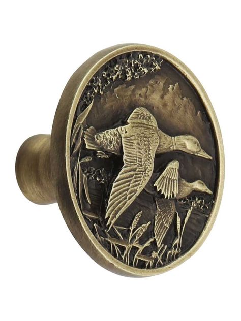 On the Wing Duck Cabinet Knob | House of Antique Hardware Hunting Bathroom, Hunting Cabin Ideas, Hunting Room Ideas Man Caves, Hunting Room Decor, Room Ideas Men, Hunting Nursery, Hunting Lodge Decor, Hunting Room, Hunting Decor