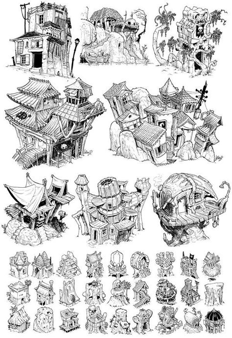 Etherington Brothers, Building References, Isometric Art, Architecture Drawing Art, House Illustration, 캐릭터 드로잉, Building Art, 판타지 아트, Environment Concept Art