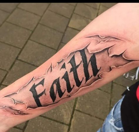 Faith Tattoo For Men, Faith Tattoo Designs, Faith Tattoos, Forearm Tattoo Quotes, Hope Tattoo, Bible Tattoos, Verse Tattoos, Men Tattoos Arm Sleeve, Faith Tattoo