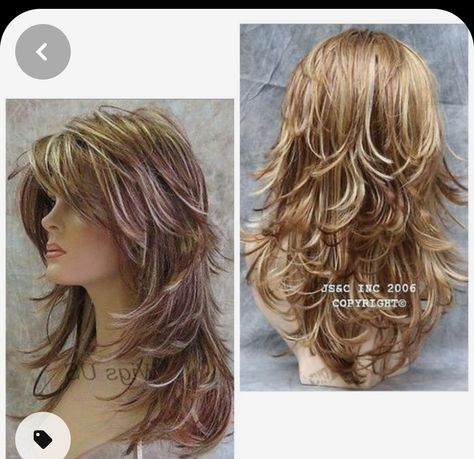 Long Shag For Thinning Hair, Heavy Layers Medium Hair With Curtain Bangs, Choppy Layered Haircuts For Medium Hair Curly, Med Layered Hairstyles, Waterfall Layers Haircut Medium Hair, Super Layered Hair Medium, Layered Shag Hairstyles, Waterfall Layers Haircut, Feather Haircut