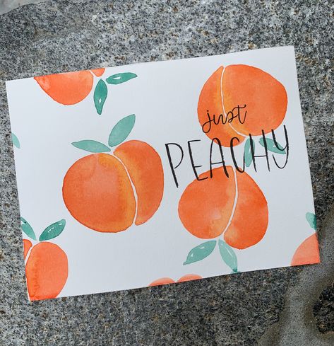 2/2 I really liked painting these! Super simple super cute #watercolor #painting #diy #peach #peachy #justpeachy Peaches Pottery Painting, How To Paint A Peach, Peach Watercolor Painting, Peach Pottery Painting, Peach Painting Easy, Fruit Paintings On Canvas, Peach Canvas Painting, Peach Painting Acrylic, Peach Drawing Easy