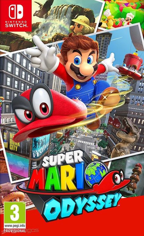 Carátula de Super Mario Odyssey Nintendo Switch Super Mario, Super Mario Sunshine, Super Mario Odyssey, Luigi's Mansion, Nintendo Console, Switch Nintendo, Mario Kart 8, Princesa Peach, Super Mario Party