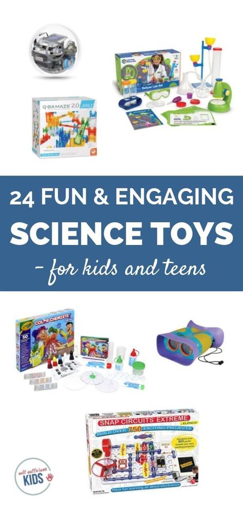 These twenty-four science toys for kids make STEM both engaging and fun for kids of all ages. Find toys for preschoolers (ages 3-5), and toys focused on engineering, chemistry, electricity, robots, and the natural world. These toys make great gifts for kids and best of all, kids will be having so much fun they won’t even realize they’re learning! #sciencetoysforkids #sciencetoysforpreschoolers Toys For Kids To Make, Toys For Preschoolers, Outside Activities For Kids, Chemistry Kit, Science Kits For Kids, Stem Subjects, Weather Science, Primary Science, Preschool Homeschool