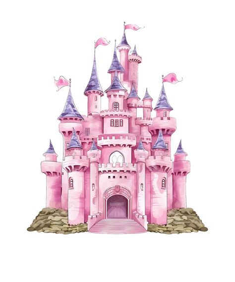 Princess Castle Drawing, Castillo Disney, Disney Princess Cake Topper, Subway Art Printables, Non Disney Princesses, Diy Cake Topper Birthday, Princess Castle Cake, Disney Princess Castle, Baby Shower Background