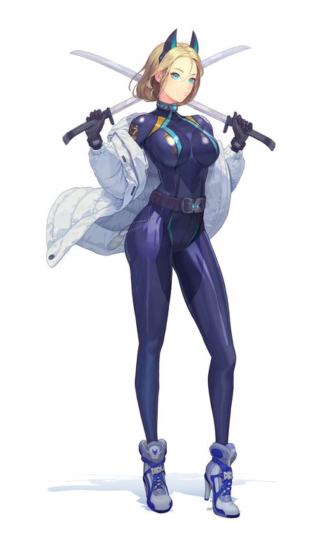 ArtStation - bodysuit girl, brush dog Anime Dog, Dog Girl, Female Character, Female Character Design, Fantasy Character Design, Character Design Inspiration, Character Concept, Character Illustration, Swords