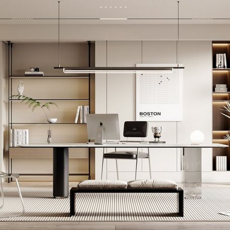 Modern office Room Office Design, Manager Room, Minimalist Office Design, Working Desk, Office Design Inspiration, Office Plan, Minimalist Office, Interior Design Concepts, Work Desk