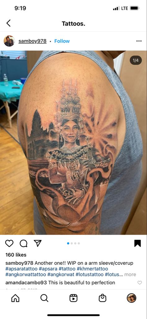 Ankor Watt Tattoos, Ankor Watt, Angkor Wat Tattoo, Khmer Tattoo, Lotus Tattoo, Angkor Wat, Angkor, Arm Sleeve, Portrait Tattoo