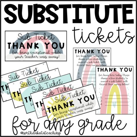 Having a sub can be stressful, but these sub tickets will help ensure your students are on task! They are the perfect addition to your emergency sub binder! Subbing In Kindergarten, Substitute Teacher Tickets, Substitute Teacher Bag, Substitute Teacher Tips, Substitute Teacher Binder, Substitute Ideas, Asl Teacher, Teacher Organisation, Sub Binder