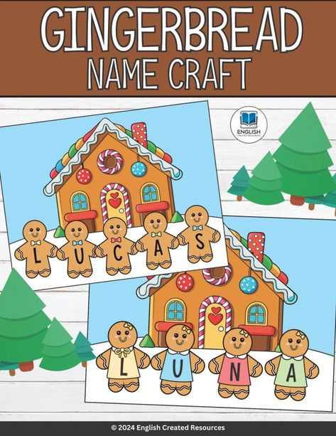 Ginger Bread Preschool Craft, Gingerbread Craft For Kindergarten, Gingerbread Name Activity Preschool, Gingerbread Circle Time Activities, Christmas Countdown Activities For Kids, Gingerbread Arts And Crafts For Kids, Gingerbread Name Craft, Gingerbread Art Preschool, Gingerbread Activities For Toddlers